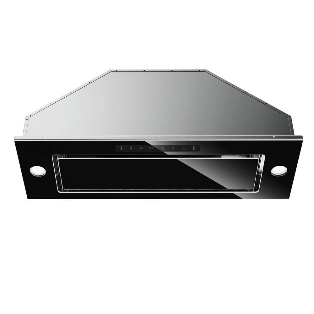 30 in. 900 CFM Ducted Insert with LED Light Range Hood in Stainless Steel and Black Glass