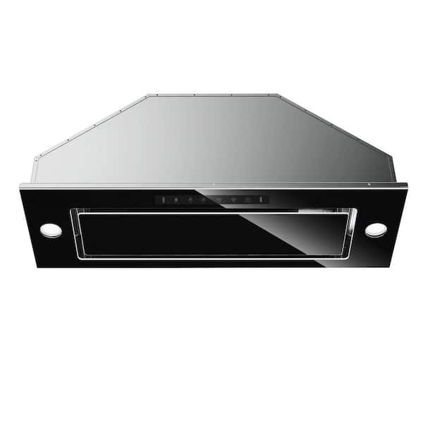 VIKIO 30 in. 900 CFM Ducted Insert with LED Light Range Hood in Stainless Steel and Black Glass