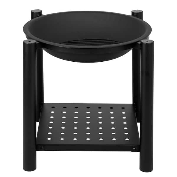 itapo 22 in. x 27.5 in. Round Iron Wood Black Fire Pit