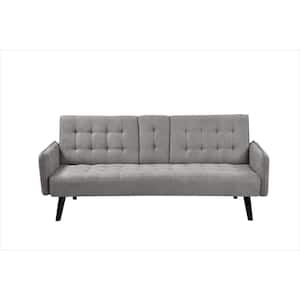 Payne 72 in. Gray Fabric 2-Seater Twin Sleeper Convertible Sofa Bed with Tapered Legs