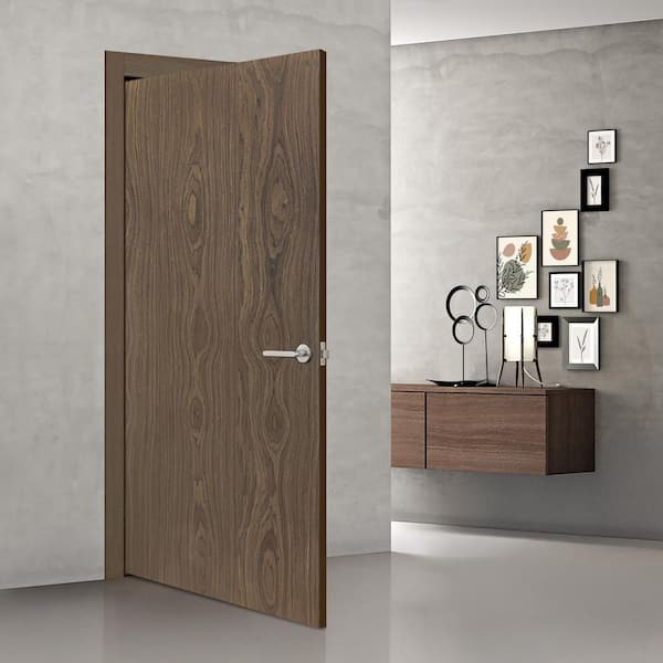 CALHOME 30 in. x 90 in. Walnut Texture Flush Hollow Core Veneer