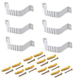 White Aluminum Alloy Gutter Downspout Strap for 3 in. x 4 in. Downspout (6-Pack)