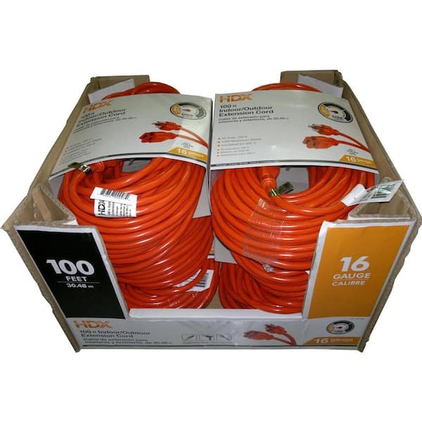 HDX CR163150 100 ft. 16/3 Indoor/Outdoor Extension Cord, Orange and 150 ft. 16/3 Extension Cord Storage Reel