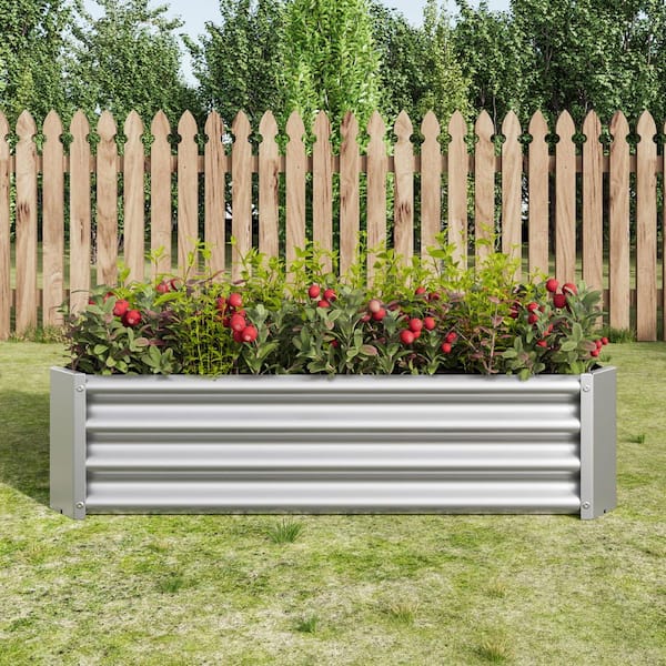 6 ft. x 3 ft. x 1 ft. Raised Garden Bed Galvanized Metal Planter Box with Open Base Outdoor Planting Boxes