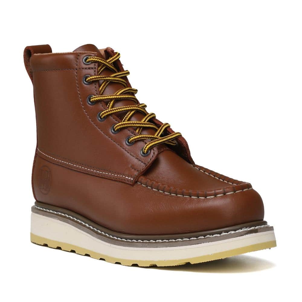 Men's Full Grain Leather 6 in. Soft Toe Slip-Resistant Work Boots - Brown - Size 10.5EE price history on PriceWatchPro