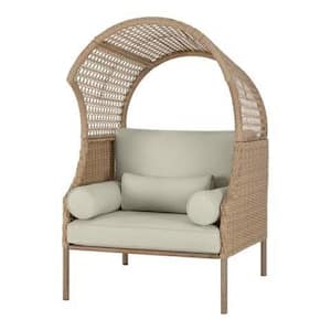 Richmont Blonde Wicker Outdoor Patio Egg Lounge Chair with CushionGuard Biscuit Cushions