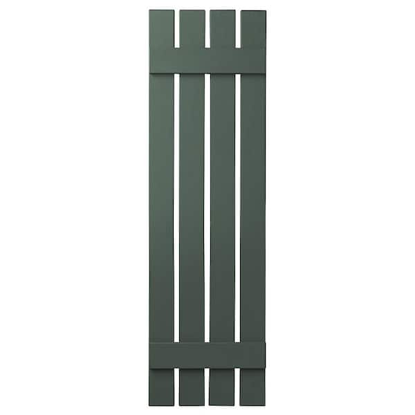 Ply Gem 16 in. x 51 in. Polypropylene Plastic 4-Board Open Board and Batten Shutters Pair in Green