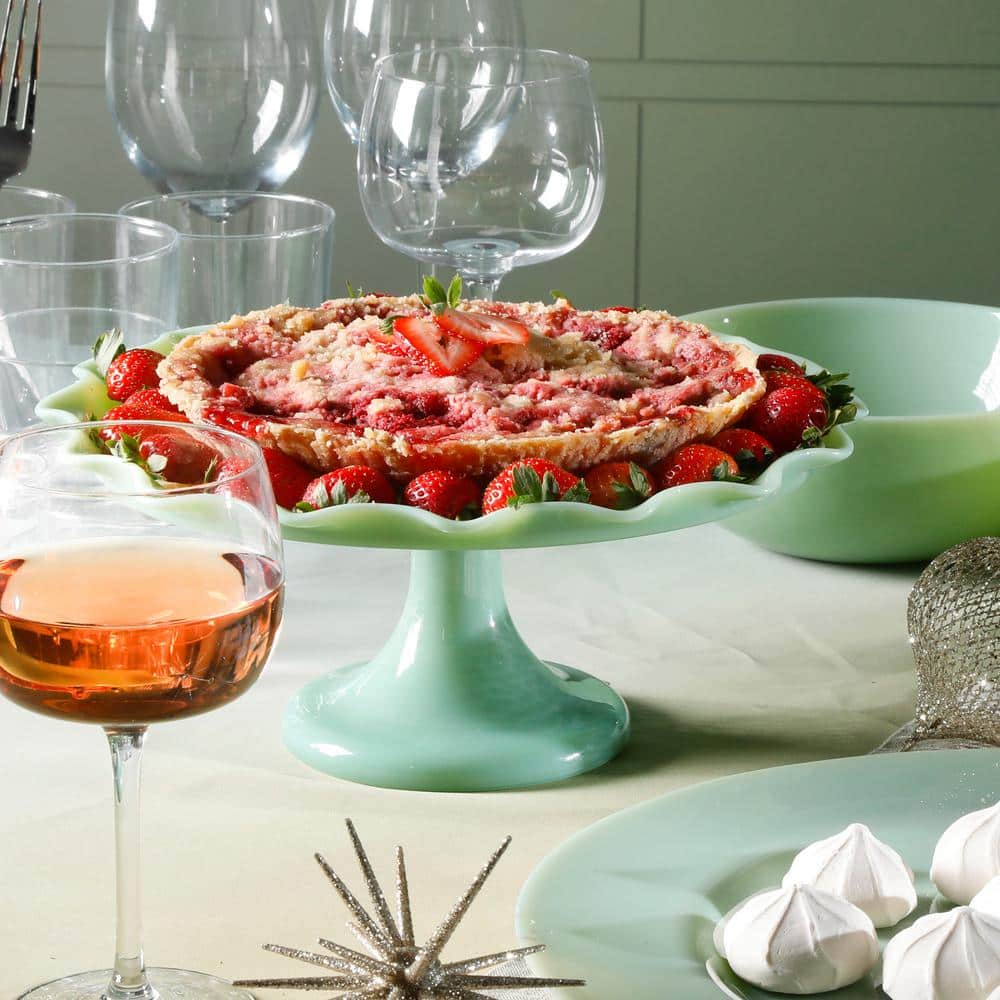 Green Jadeite Glass Round Cake Stand
