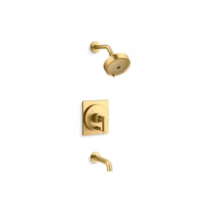Castia By Studio McGee Rite-Temp Bath And Shower Trim Kit 1.75 GPM in Vibrant Brushed Moderne Brass