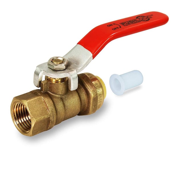 PLUMBFLEX 1/2 in. Push x Female Full Port Ball Valve Water Shut Off for PEX, Copper and CPVC Piping