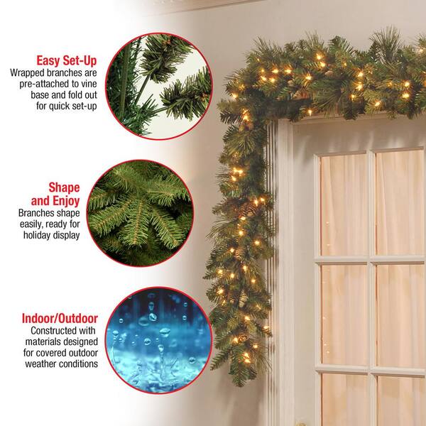 Unbranded - Carolina Pine 9 ft. Garland with Clear Lights