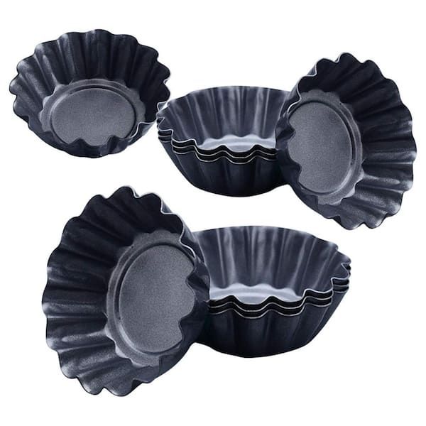 12-Pack 3 x 0.9 in. Carbon Steel Egg Tart Molds, Cupcake and Muffin Baking Pans, Non-Stick and Oven Safe