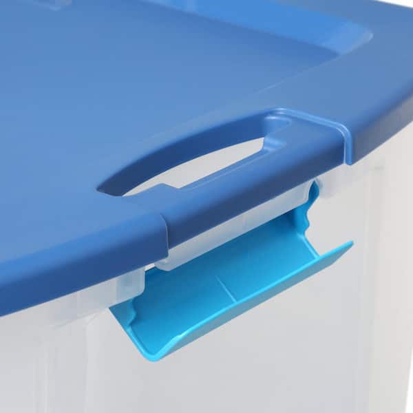 Sterilite 18 Gallon Tote Box Plastic, Blue Ash 