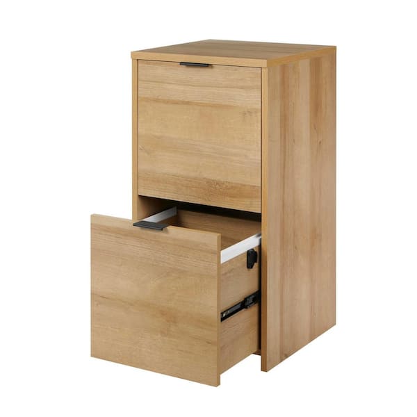 StyleWell Bromley 2 Drawer Light Oak Finish Engineered Wood Vertical File Cabinet 30 in. H x 15.5 in. W OSCF 2001 1