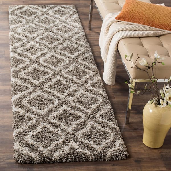 Hudson 2 ft. x 16 ft. Gray/Ivory Geometric Runner Rug