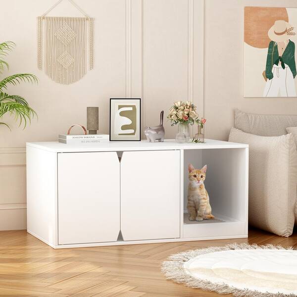 WIAWG 6 in 1 Cat Litter Box Enclosure Furniture with Litter Catcher, Wooden  Cat Hidden Litter Box with Drawer and Shelves YLM-AMKF180113-01 - The Home  Depot