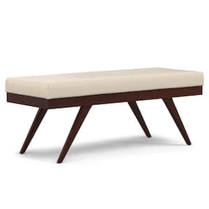 Chanelle Satin Cream Mid Century Ottoman Bench