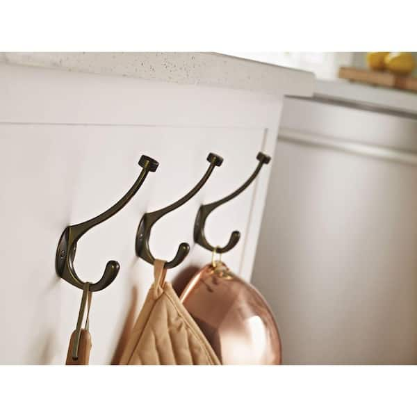 5-5/8 in. Zinc 35 lbs. Weight Capacity Pilltop Coat Hook in Champagne  Bronze (4-Pack)