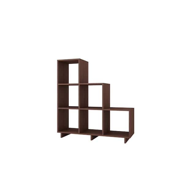 Manhattan Comfort Cascavel Nut Brown Stair Cubbies with 6-shelves