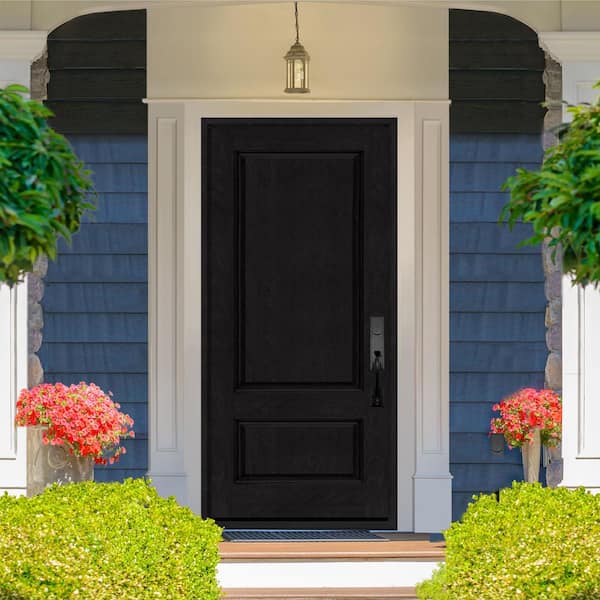 Regency 36 in. x 80 in. 2Panel 3/4-Squaretop LHIS Onyx Stained Fiberglass Prehung Front Door