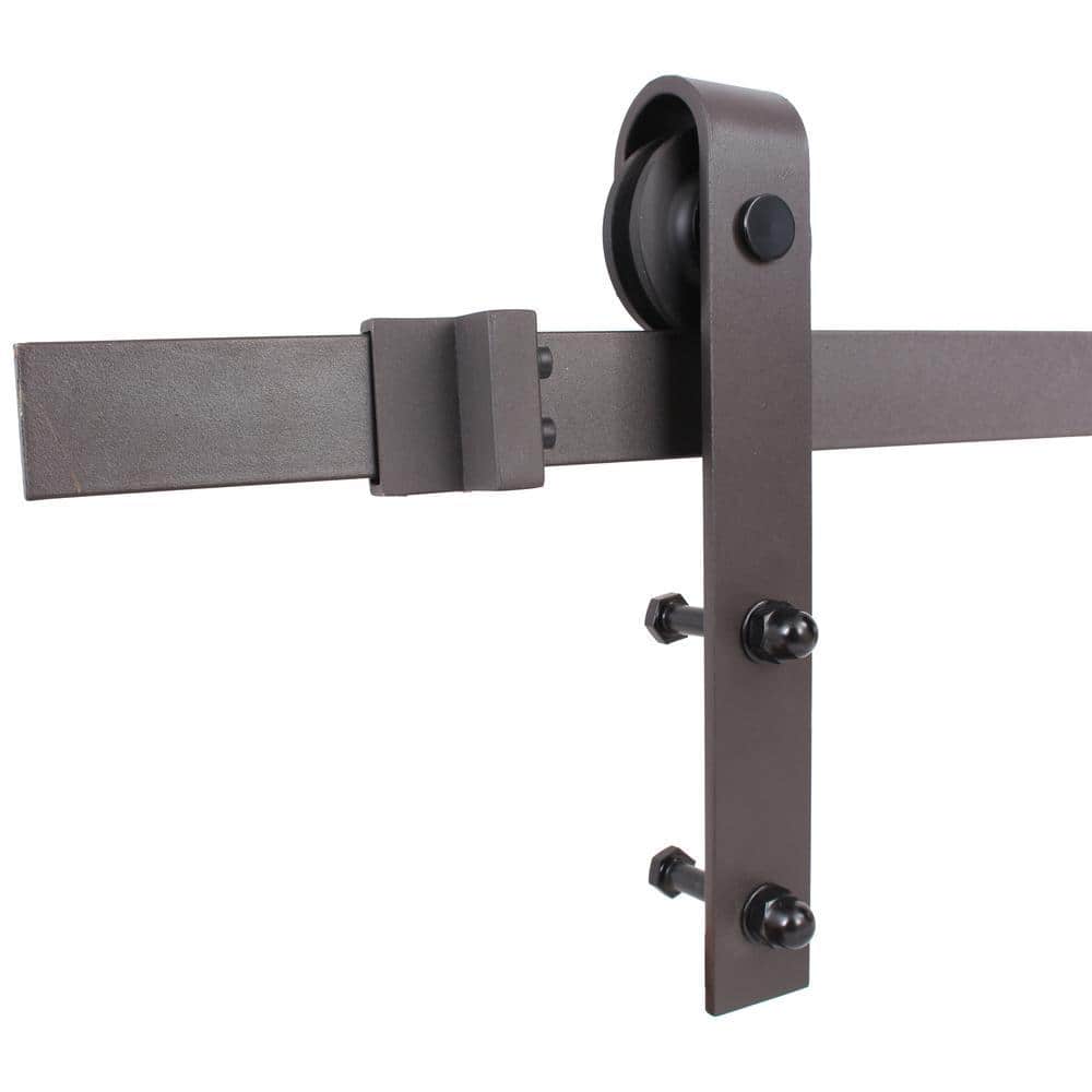 Light Brown Solid Pine Wood Barn Door Kit with Oil Rubbed Bronze Hardware