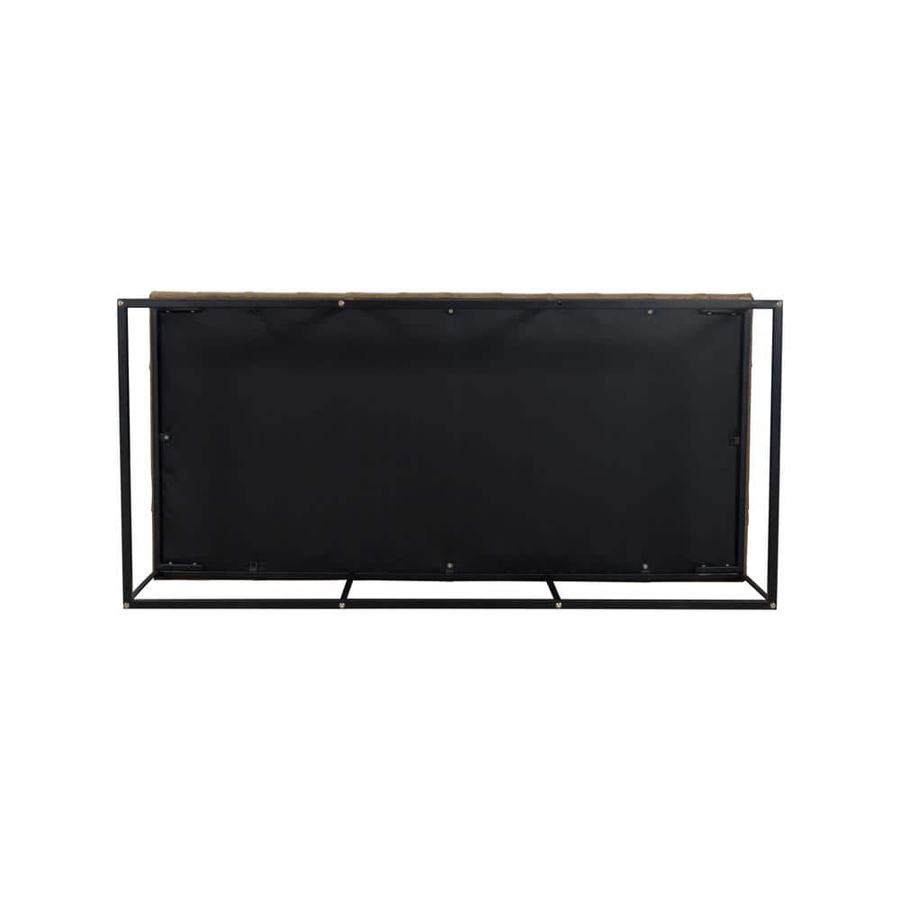 Draper 58" Light Brown Faux Leather Tufted Cocktail Ottoman