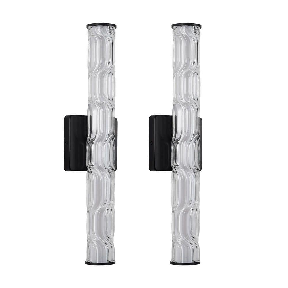 20 in. 1-Light Matte Black Modern Wall Sconce Set with K9 Crystal Accents Hardwired Indoor Vanity Lighting price history on PriceWatchPro