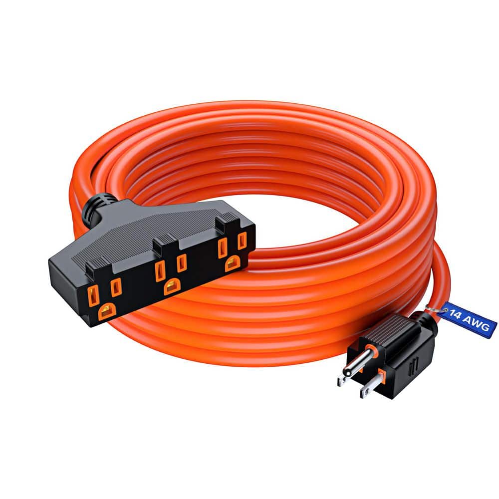 50 ft. 14 / 3 Medium / Heavy Duty Indoor T-Shaped Extension Cord 3-Outlet 15 Amps Orange price history on PriceWatchPro