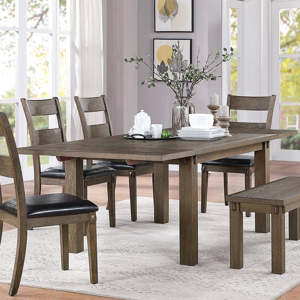 Elegant Transitional Dark Oak Extendable Dining Table