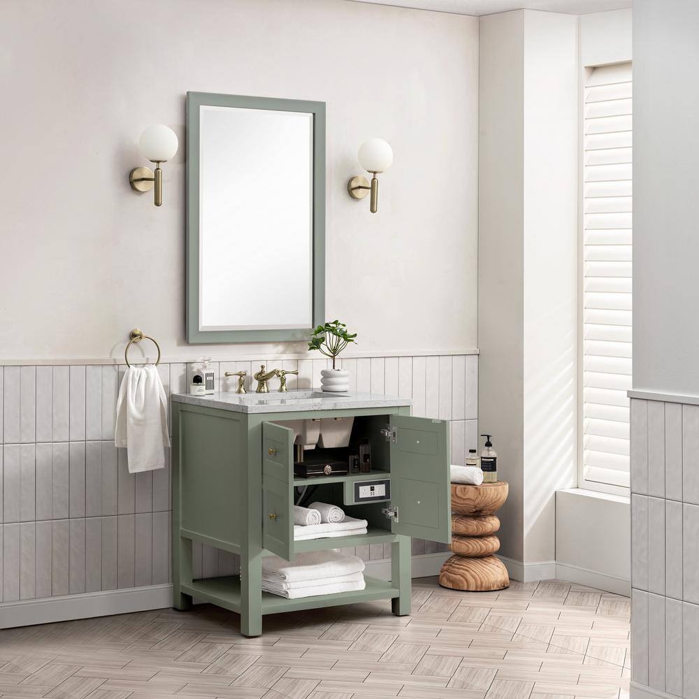 Smokey Celadon 30" Solid Wood Single Bathroom Vanity Base