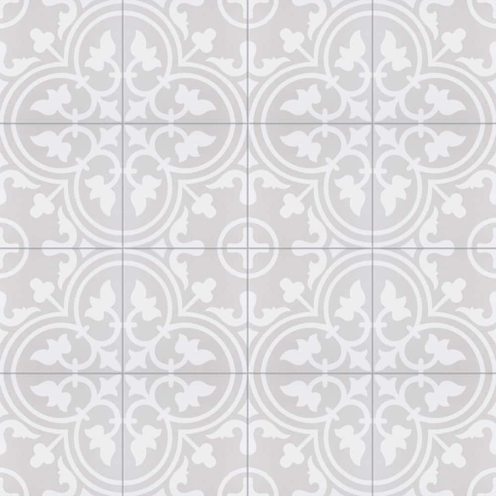 Merola Tile Arte Soft Grey 9-3/4 in. x 9-3/4 in. Porcelain Floor and ...