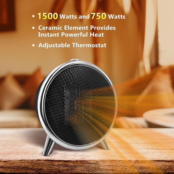 Comfort Zone 1500-Watt 10 in. Black Retro Design Fashion Electric Ceramic  Heater CZ485BKB-EU - The Home Depot