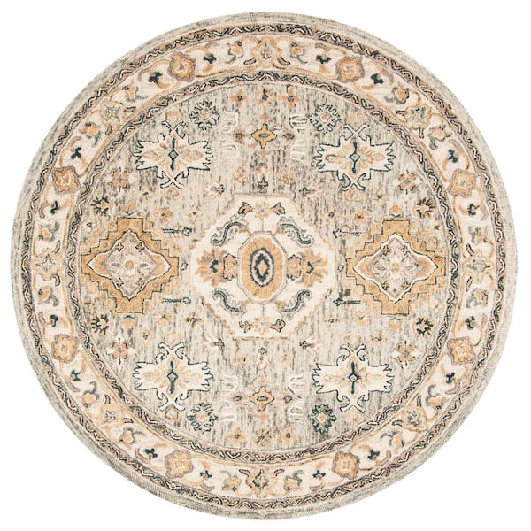 SAFAVIEH Aspen Moss/Ivory 5 ft. x 5 ft. Border Round Area Rug