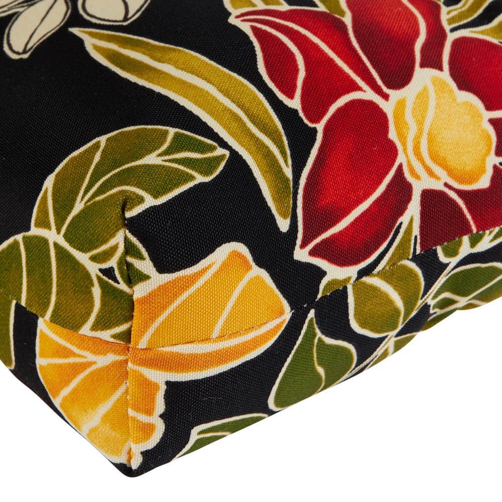 Aloha Black Floral High Back Outdoor Chair Cushions Set