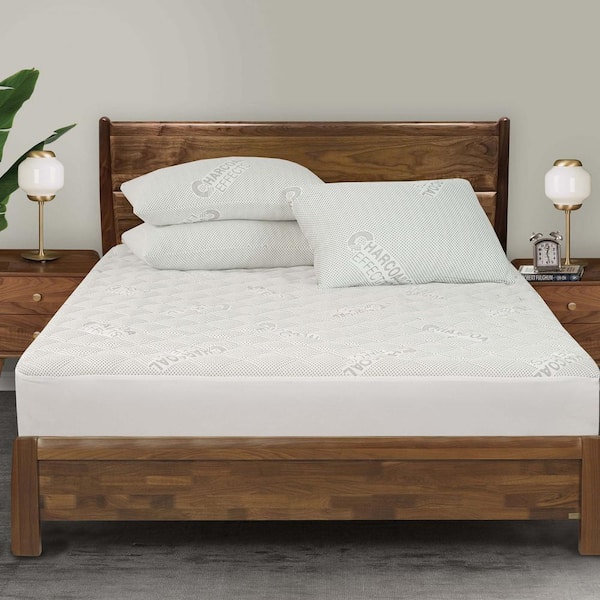 Charcoal Effects Medium Standard Polyester Queen Mattress Pad