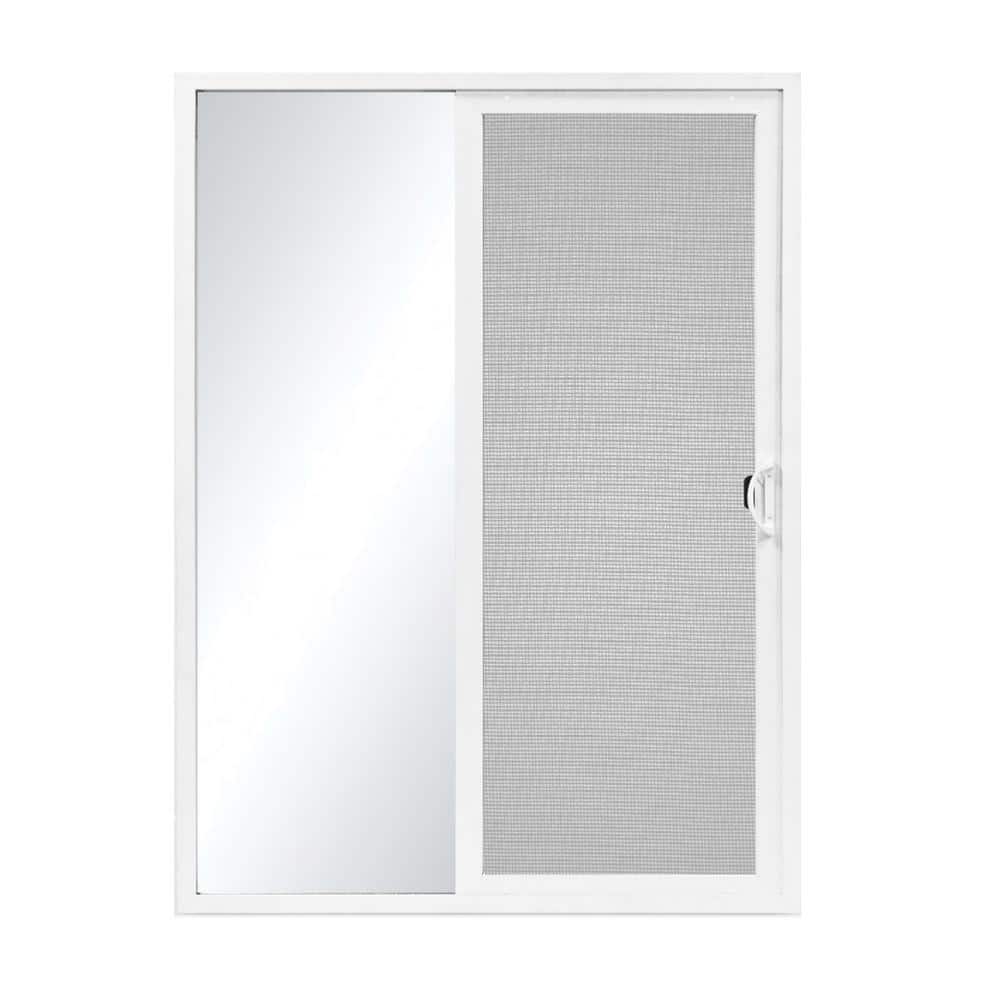 96 in. x 80 in. White Reversible Vinyl Sliding Patio Door with Low-E Glass,