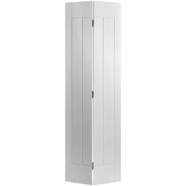 Masonite 24 in. x 80 in. Saddlebrook 1-Panel Primed White Hollow-Core Smooth Composite Bi-fold Door