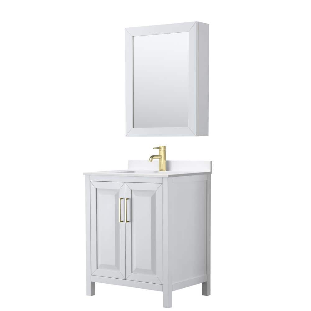 Daria 30 in. W x 22 in. D x 35.75 in. H Single Bath Vanity in White with White Quartz Top and Mirror price history on PriceWatchPro