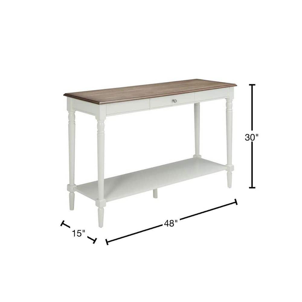 French Country Chic 48" Espresso & White Console Table with Open Shelf