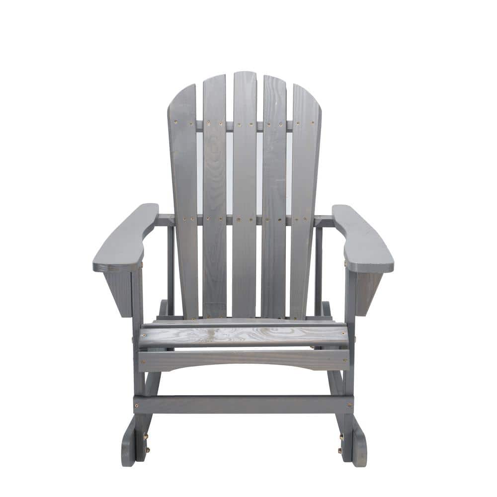 Gray Solid Wood Outdoor Patio Adirondack Rocking Chair Outdoor Furniture fo