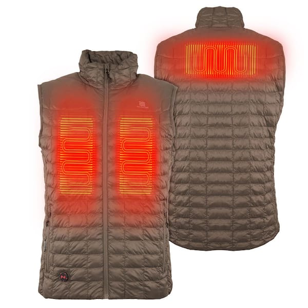 MOBILE WARMING Men's Extra Large Morel Backcountry Heated Vest with (1) 7.4-Volt Rechargeable Lithium Ion Battery & USB Charging Cable