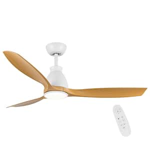 Atalanta 52 in. Indoor White+Walnut LED Ceiling Fan with Reversible Motor and Dimmable