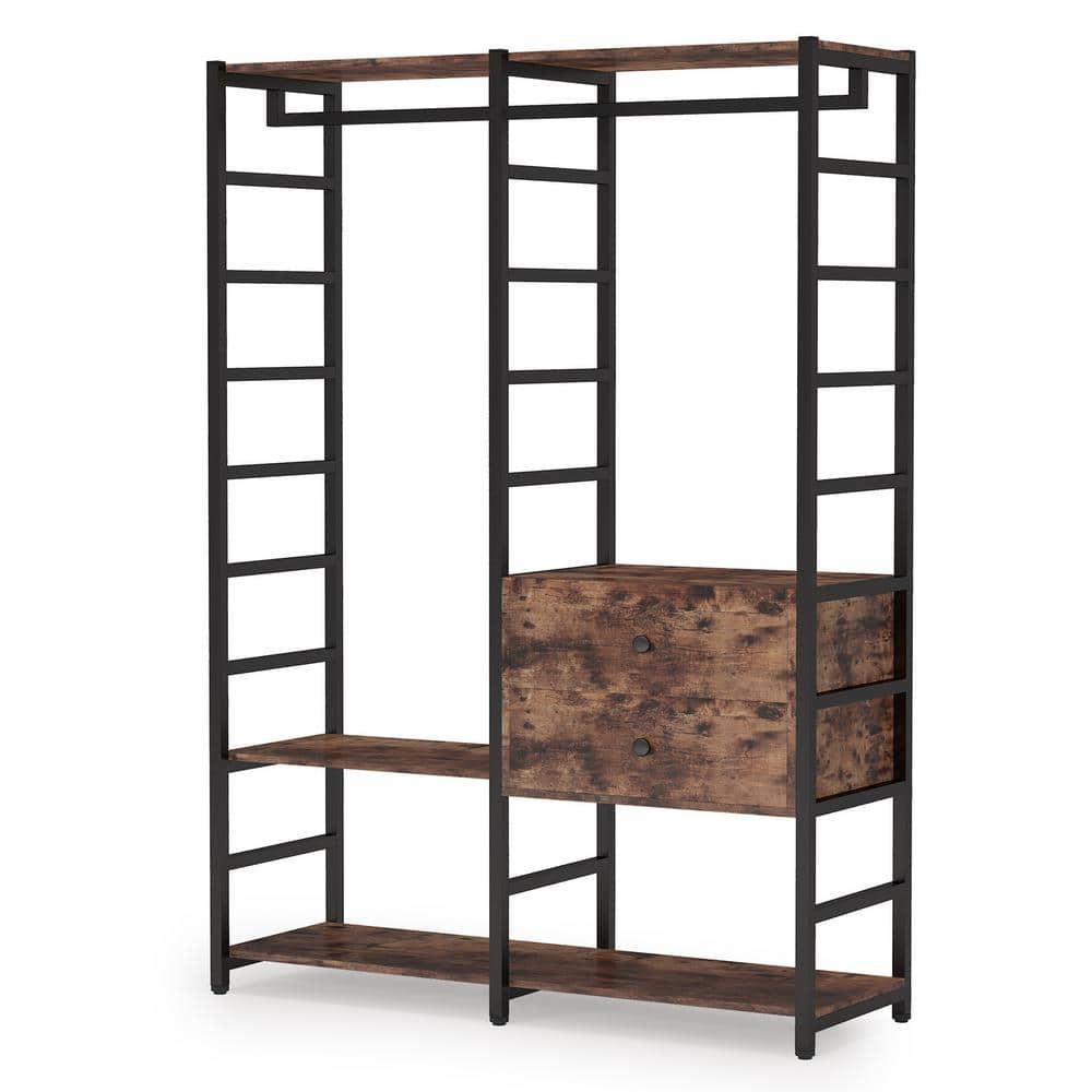 Tribesigns Cynthia Brown Freestanding Garment Rack with 2-Drawers and ...