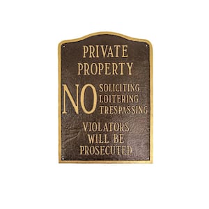 Private Property No Sign Arch Large Statement Plaque - Hammered Bronze