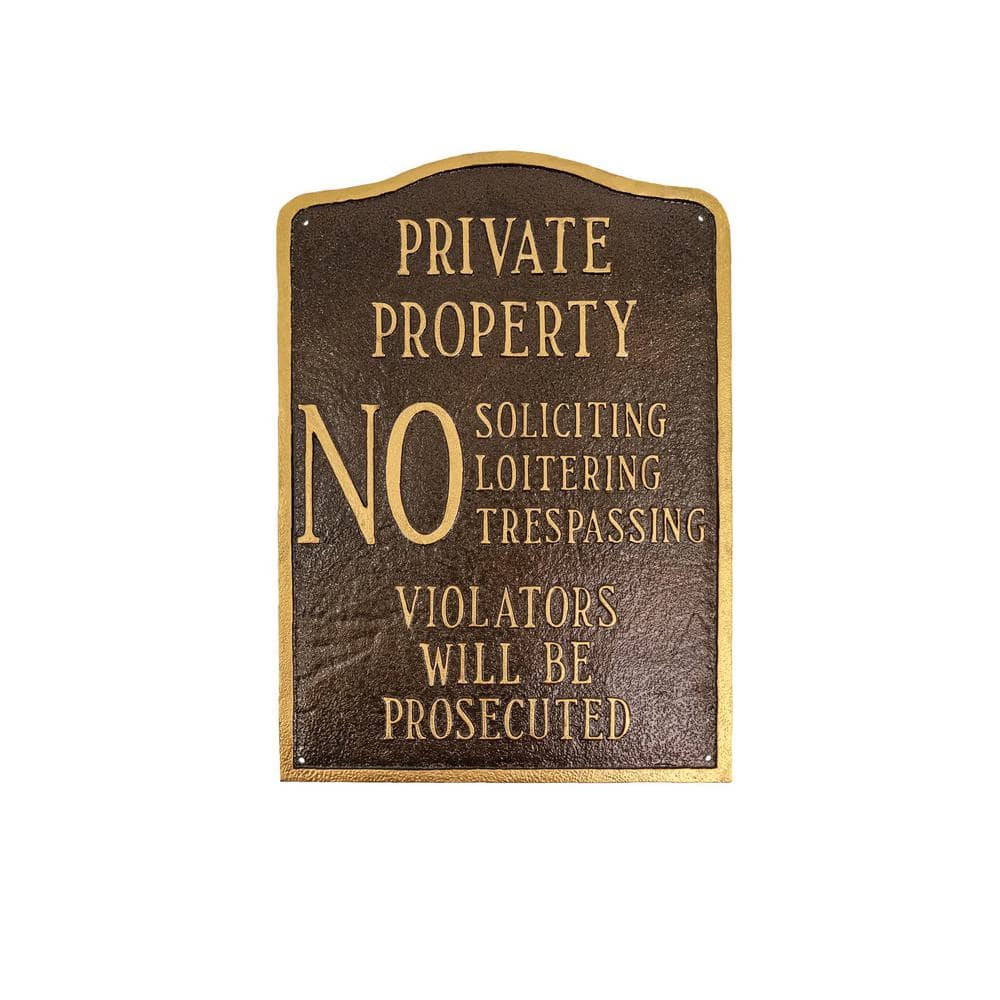Private Property No Sign Arch Large Statement Plaque - Hammered Bronze price history on PriceWatchPro