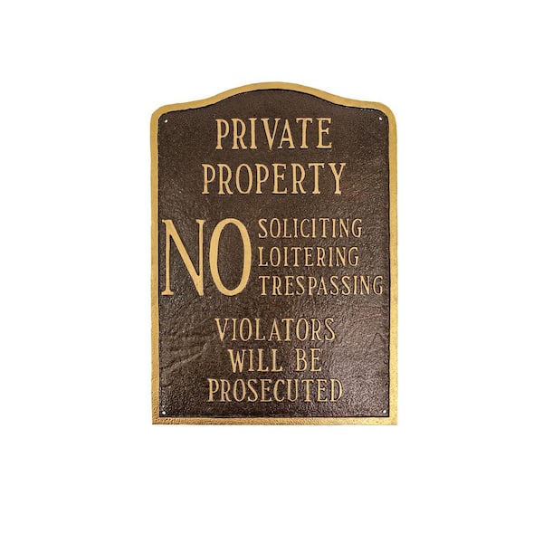 Montague Metal Products Private Property No Sign Arch Large Statement Plaque - Hammered Bronze