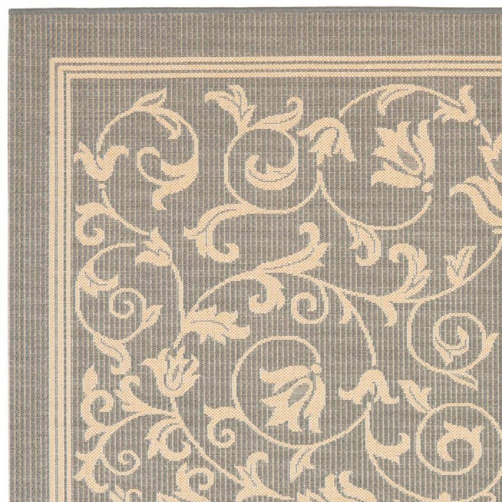 Grey and Natural Square Synthetic Indoor/Outdoor Area Rug