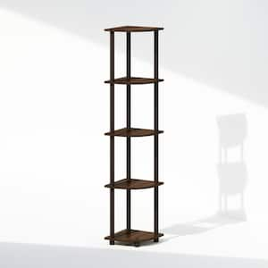 Turn-N-Tube 57.7 in. Tall Walnut/Brown Wood 5-Shelf Bookcase