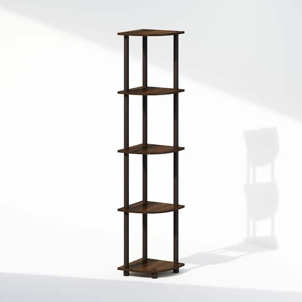 Furinno Turn-N-Tube 57.7 in. Tall Walnut/Brown Wood 5-Shelf Bookcase