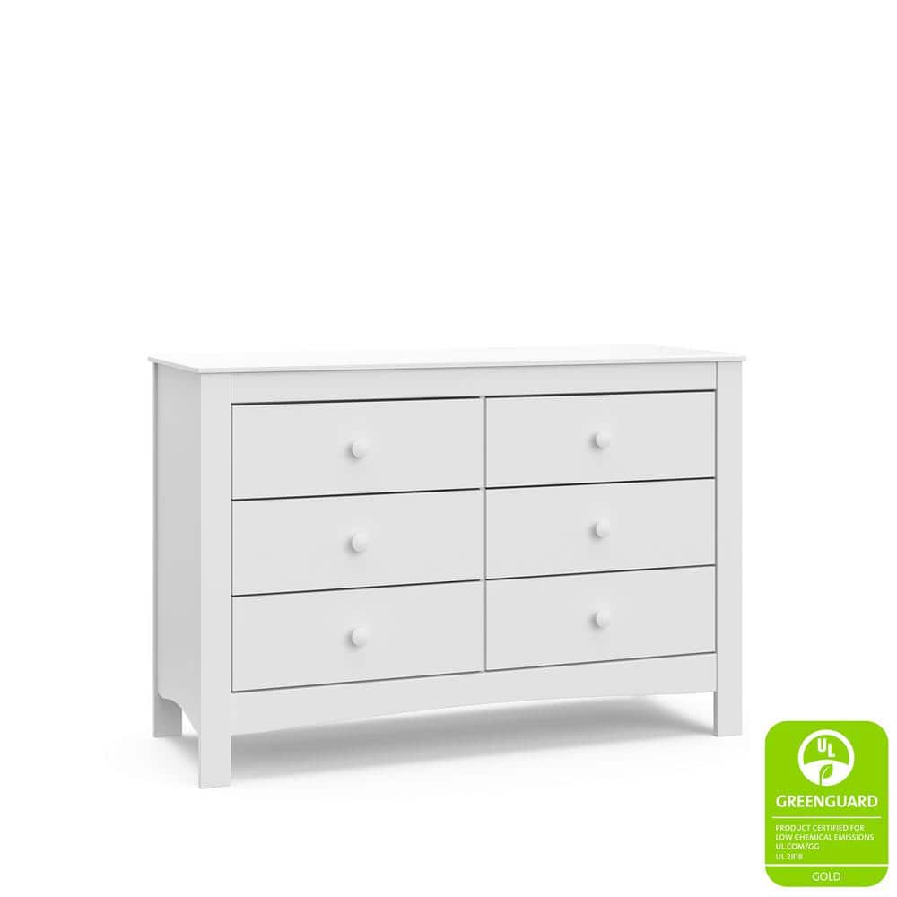 Noah White 6-Drawer GREENGUARD Certified Double Dresser